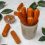 Traditional Mexican dessert churros with chocolate,top view